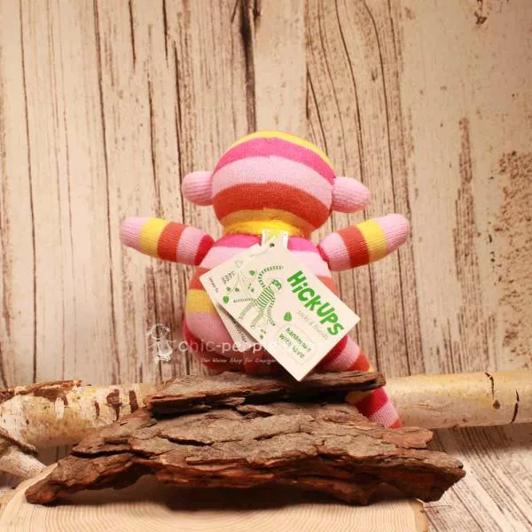 Kuscheltier Sockenaffe 26 cm rosa - pink - gelb gestreift von Hickups - plueschtier stofftier sockenaffe gestreift mini pink rosa gelb (1)